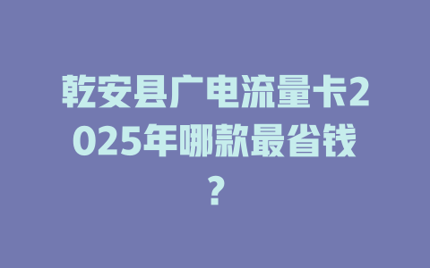 乾安县广电流量卡2025年哪款最省钱？