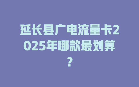 延长县广电流量卡2025年哪款最划算？