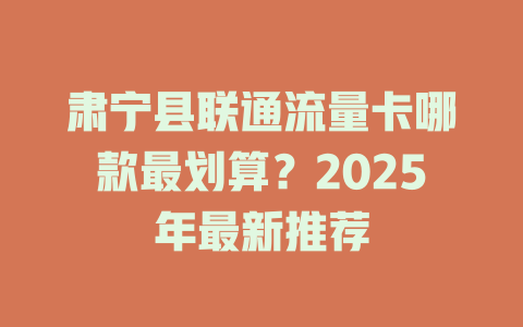 肃宁县联通流量卡哪款最划算？2025年最新推荐