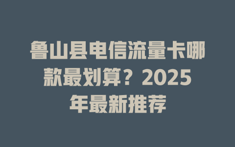 鲁山县电信流量卡哪款最划算？2025年最新推荐