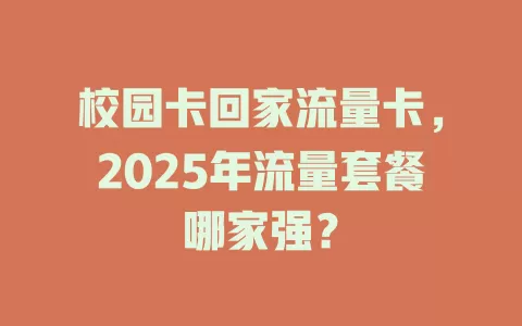 校园卡回家流量卡，2025年流量套餐哪家强？