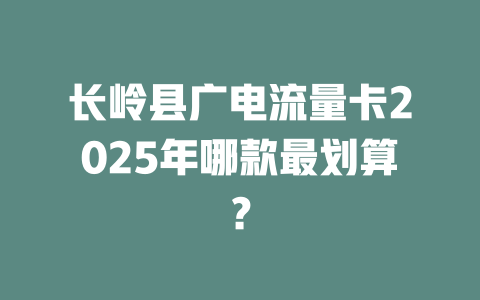 长岭县广电流量卡2025年哪款最划算？