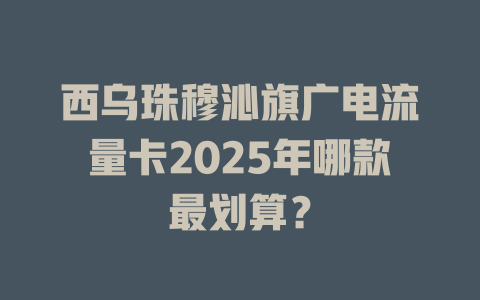西乌珠穆沁旗广电流量卡2025年哪款最划算？