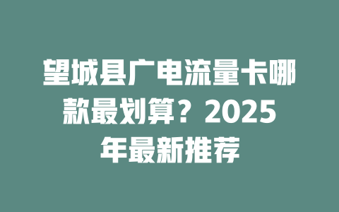 望城县广电流量卡哪款最划算？2025年最新推荐