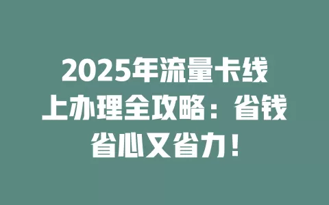 2025年流量卡线上办理全攻略：省钱省心又省力！