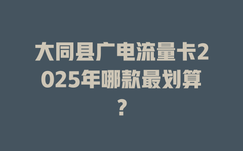 大同县广电流量卡2025年哪款最划算？