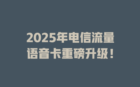 2025年电信流量语音卡重磅升级！