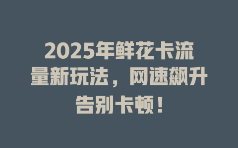 2025年鲜花卡流量新玩法，网速飙升告别卡顿！