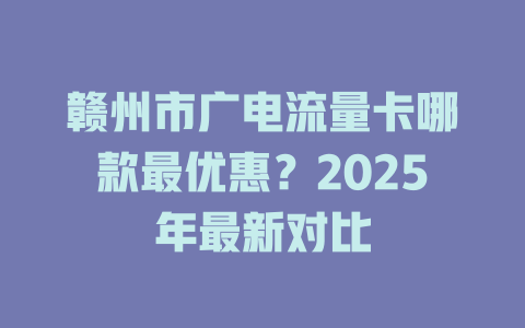 赣州市广电流量卡哪款最优惠？2025年最新对比