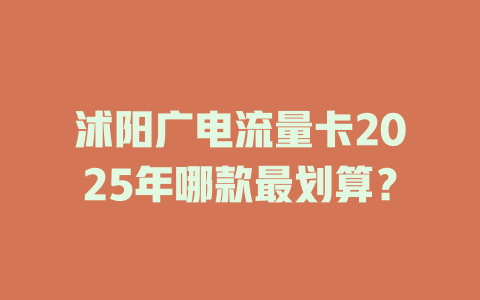 沭阳广电流量卡2025年哪款最划算？