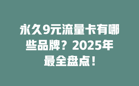 永久9元流量卡有哪些品牌？2025年最全盘点！