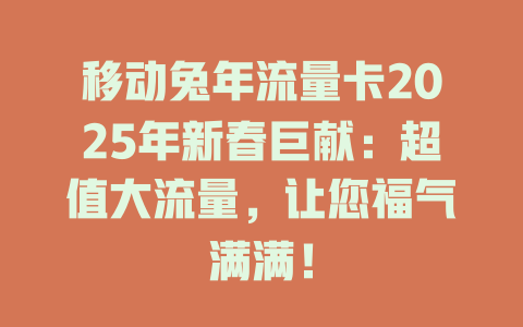 移动兔年流量卡2025年新春巨献：超值大流量，让您福气满满！
