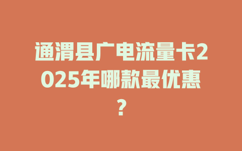 通渭县广电流量卡2025年哪款最优惠？