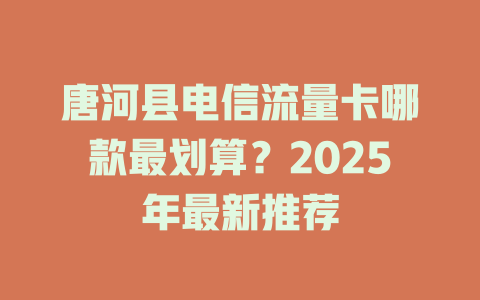 唐河县电信流量卡哪款最划算？2025年最新推荐