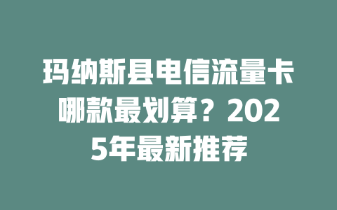 玛纳斯县电信流量卡哪款最划算？2025年最新推荐