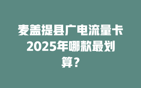 麦盖提县广电流量卡2025年哪款最划算？