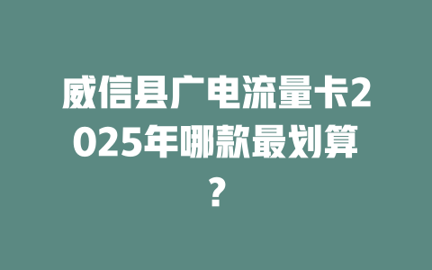威信县广电流量卡2025年哪款最划算？