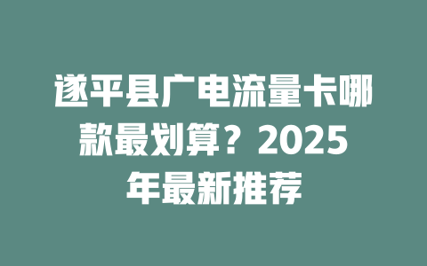 遂平县广电流量卡哪款最划算？2025年最新推荐