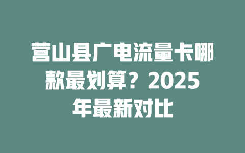 营山县广电流量卡哪款最划算？2025年最新对比