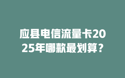 应县电信流量卡2025年哪款最划算？