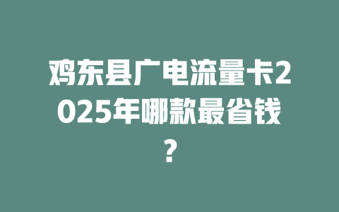 鸡东县广电流量卡2025年哪款最省钱？