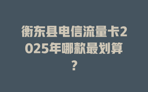 衡东县电信流量卡2025年哪款最划算？