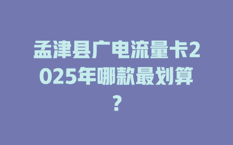 孟津县广电流量卡2025年哪款最划算？