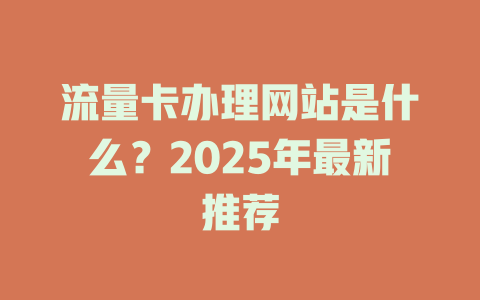 流量卡办理网站是什么？2025年最新推荐