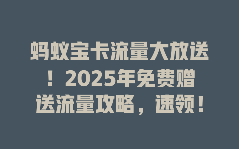 蚂蚁宝卡流量大放送！2025年免费赠送流量攻略，速领！