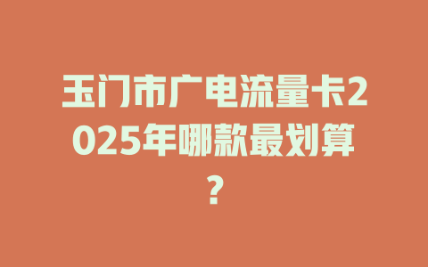 玉门市广电流量卡2025年哪款最划算？