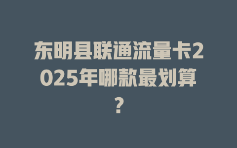 东明县联通流量卡2025年哪款最划算？