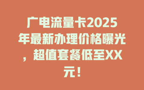 广电流量卡2025年最新办理价格曝光，超值套餐低至XX元！