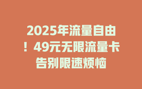 2025年流量自由！49元无限流量卡告别限速烦恼