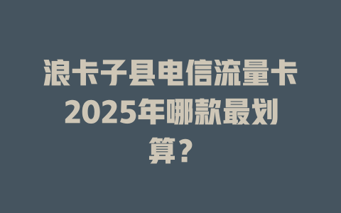 浪卡子县电信流量卡2025年哪款最划算？