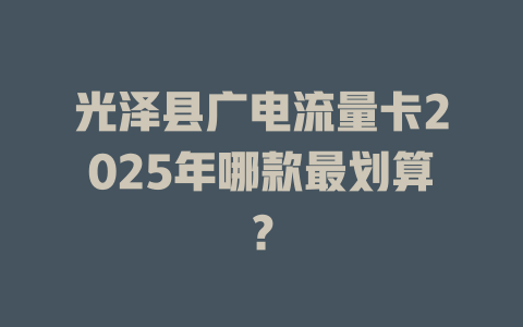 光泽县广电流量卡2025年哪款最划算？
