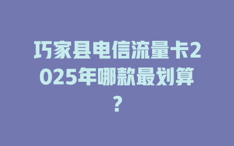 巧家县电信流量卡2025年哪款最划算？