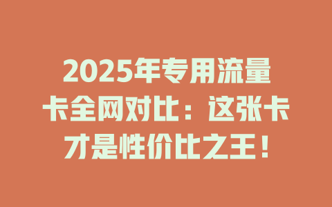 2025年专用流量卡全网对比：这张卡才是性价比之王！