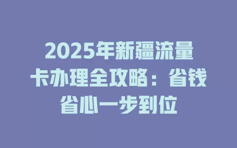 2025年新疆流量卡办理全攻略：省钱省心一步到位