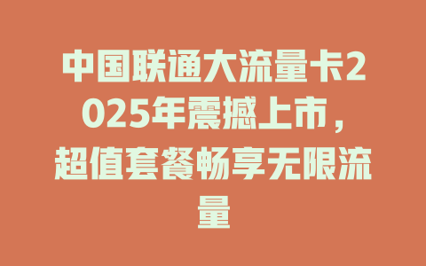 中国联通大流量卡2025年震撼上市，超值套餐畅享无限流量