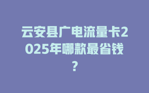 云安县广电流量卡2025年哪款最省钱？