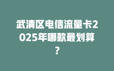武清区电信流量卡2025年哪款最划算？