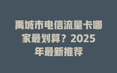 禹城市电信流量卡哪家最划算？2025年最新推荐