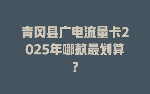 青冈县广电流量卡2025年哪款最划算？