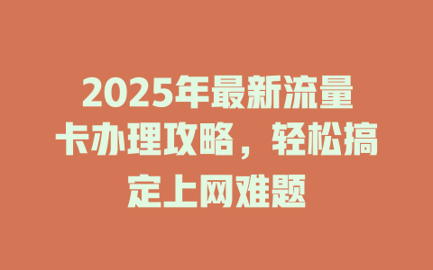 2025年最新流量卡办理攻略，轻松搞定上网难题