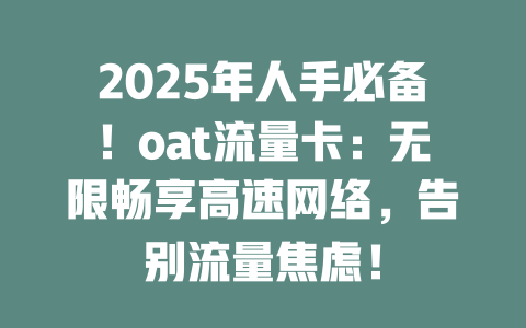 2025年人手必备！oat流量卡：无限畅享高速网络，告别流量焦虑！