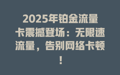 2025年铂金流量卡震撼登场：无限速流量，告别网络卡顿！