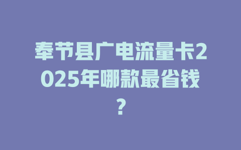 奉节县广电流量卡2025年哪款最省钱？
