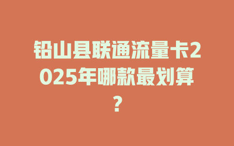 铅山县联通流量卡2025年哪款最划算？