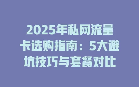 2025年私网流量卡选购指南：5大避坑技巧与套餐对比