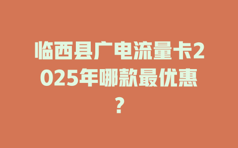 临西县广电流量卡2025年哪款最优惠？
